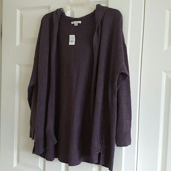 American Eagle Outfitters Sweaters - American Eagle purple cardigan side lace up